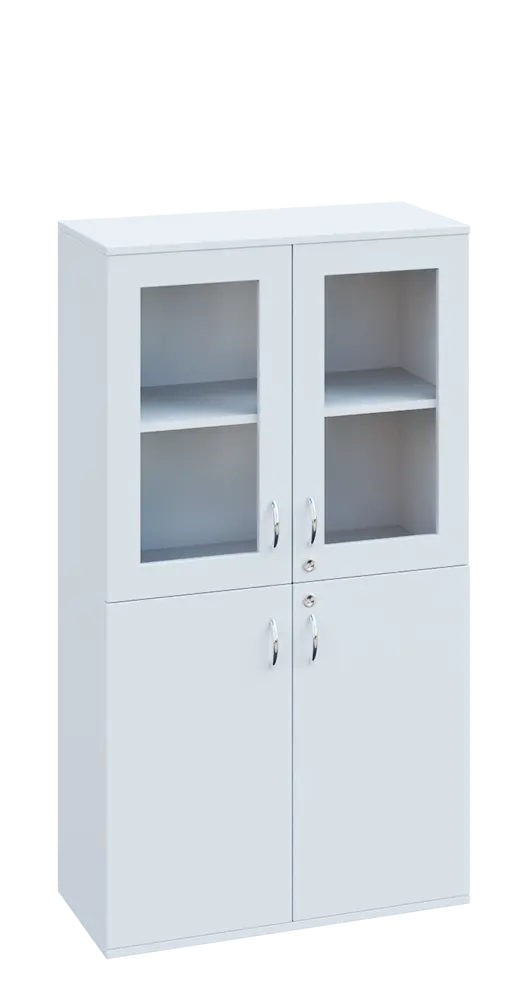 SPO 22 skříň 4-dveřová/ 2x sklo lamino - bílá